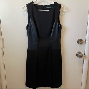 Lauren Ralph Lauren Faux Leather Trim Sheath Sleeveless Dress